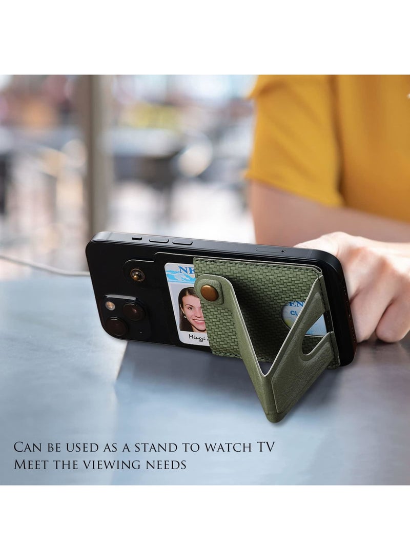 SYOSI Slim Card Holder for Phone, Adhesive Phone Pocket, Stick on Wallet with Stand Functionality, 3M Adhesive Pocket for Back of Phone, PU Leather Credit Card Holder for Smartphones (Green) - Image 5