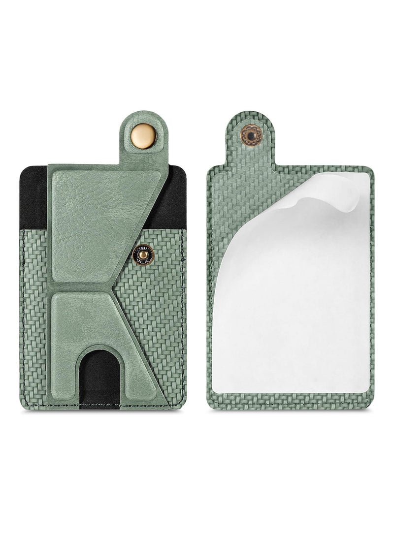 SYOSI Slim Card Holder for Phone, Adhesive Phone Pocket, Stick on Wallet with Stand Functionality, 3M Adhesive Pocket for Back of Phone, PU Leather Credit Card Holder for Smartphones (Green) - Image 2