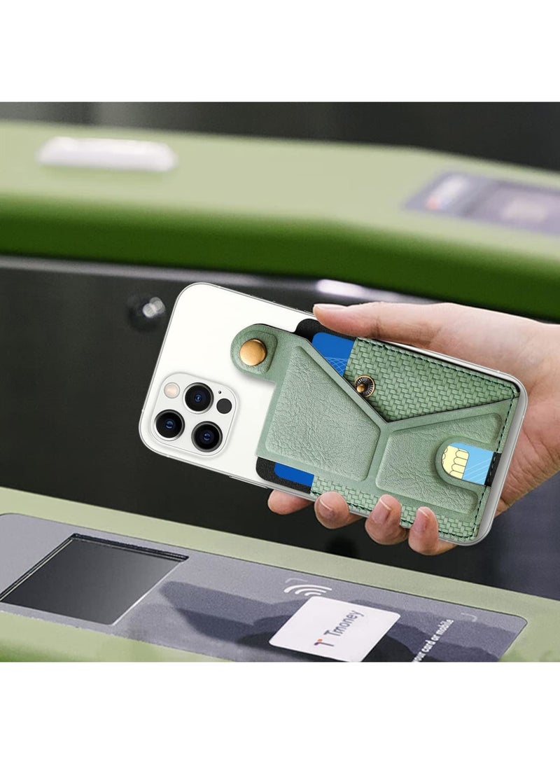 SYOSI Slim Card Holder for Phone, Adhesive Phone Pocket, Stick on Wallet with Stand Functionality, 3M Adhesive Pocket for Back of Phone, PU Leather Credit Card Holder for Smartphones (Green) - Image 4