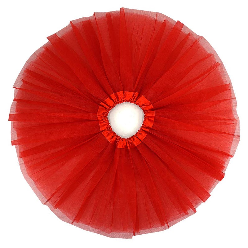 BGFKS 5 Layered Tulle Tutu Skirt for Girls with Hairbow, Ballet Dressing Up Kid Tutu Skirt (Red, 8-15 Years Old) - Image 2