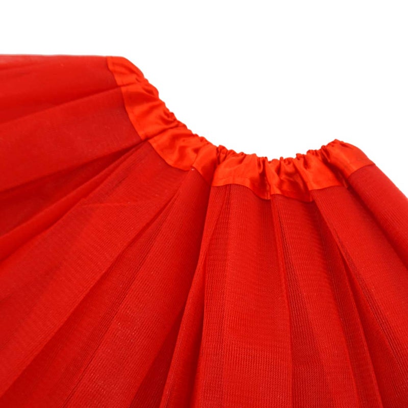 BGFKS 5 Layered Tulle Tutu Skirt for Girls with Hairbow, Ballet Dressing Up Kid Tutu Skirt (Red, 8-15 Years Old) - Image 4