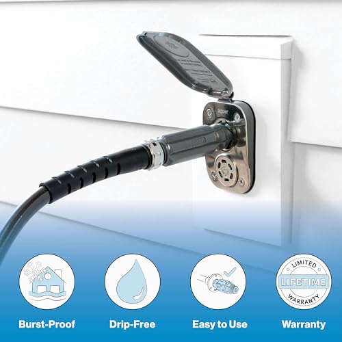 Aquor House Hydrant V2+ Frost Free Outdoor Faucet, Anti Siphon Valve with Quick Connect, Frost Proof Flush Wall Hose Bib, 4 inch Stem, 5-9/16 inch Install Depth, Slate Gray - Image 2