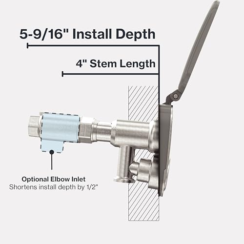 Aquor House Hydrant V2+ Frost Free Outdoor Faucet, Anti Siphon Valve with Quick Connect, Frost Proof Flush Wall Hose Bib, 4 inch Stem, 5-9/16 inch Install Depth, Slate Gray - Image 4