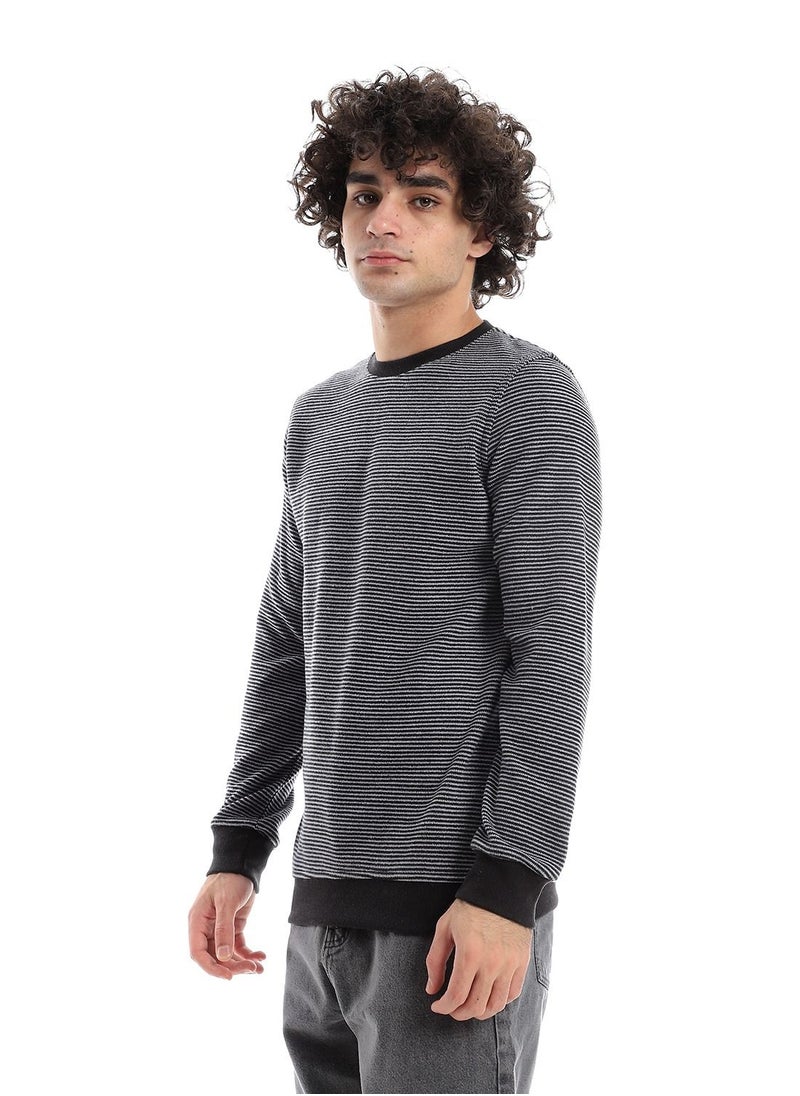 Caesar - Mens Round Neck Stripped Sweatshirt - Image 1