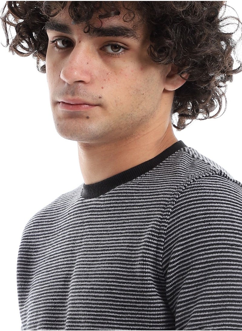Caesar - Mens Round Neck Stripped Sweatshirt - Image 1