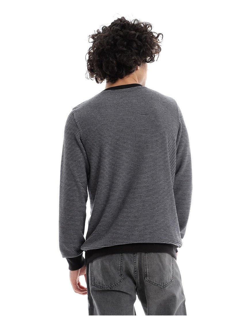 Caesar - Mens Round Neck Stripped Sweatshirt - Image 1