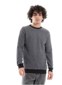 Mens Round Neck Stripped Sweatshirt