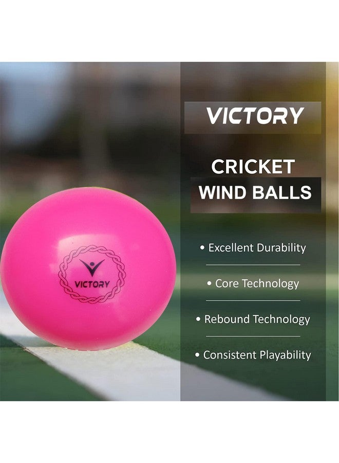 VICTORY Synthetic Cricket Ball Match Practice Training | Practice Cricket Ball | Wind Balls | Swing Ball | Indoor & Outdoor Street & Beach Cricket (Multicolor Orange-Green-Pink, Pack of 3) - Image 2