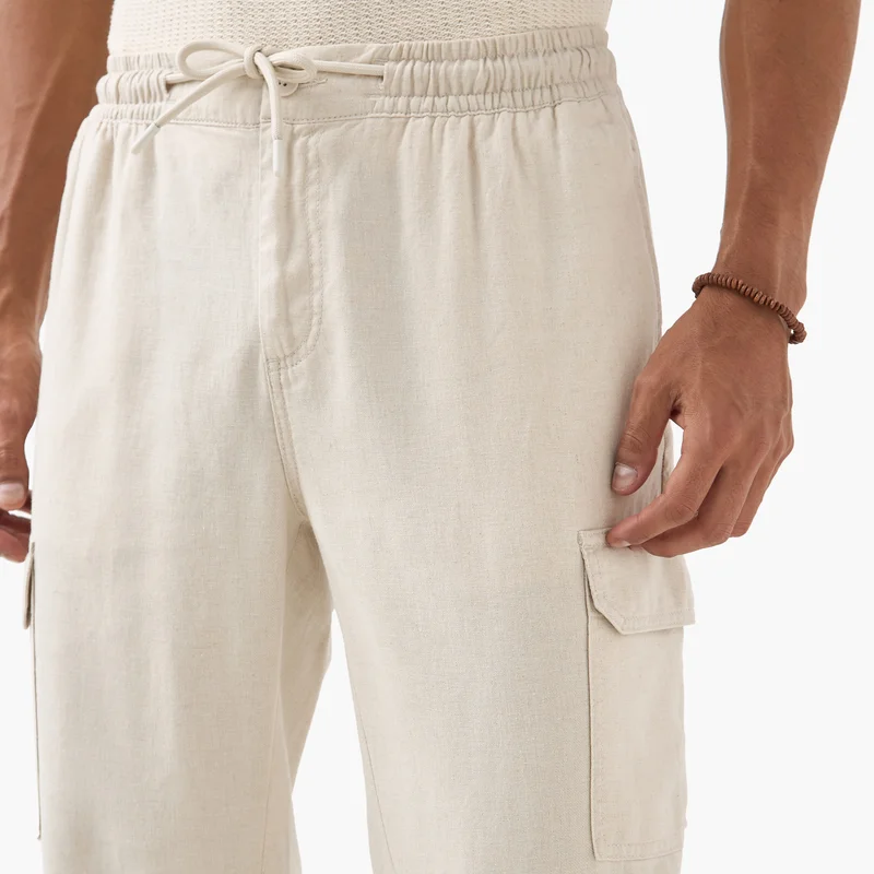 Iconic Iconic Cargo Flexi Waist Trousers with Drawstring Closure