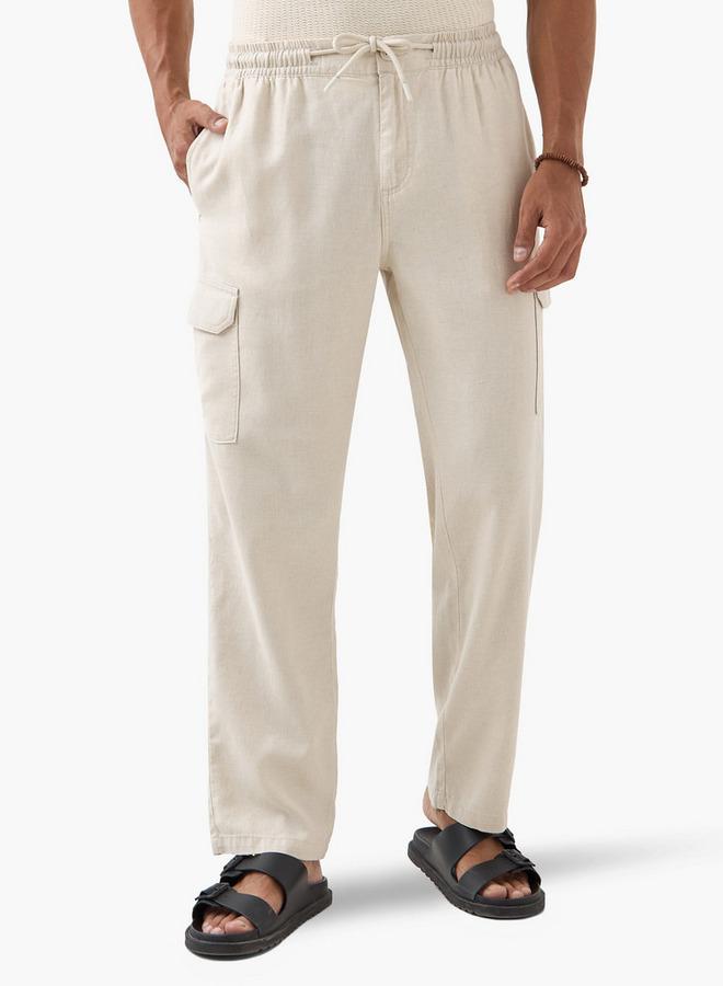 ايكونيك بنطلون كارغو أيقوني بخصر مرن مع رباط - Image 1