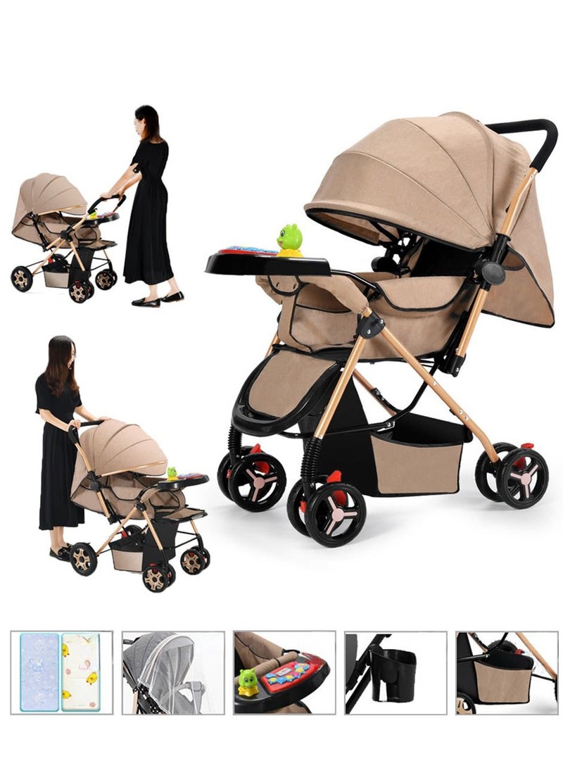 XiuWoo Two Way Push Portable Infant Adjustable Foldable Baby Stroller, Push Stroller and Baby Cart with Handles, safety harness, Storage Basket, Stroller Tray and Cup Holder - Image 1
