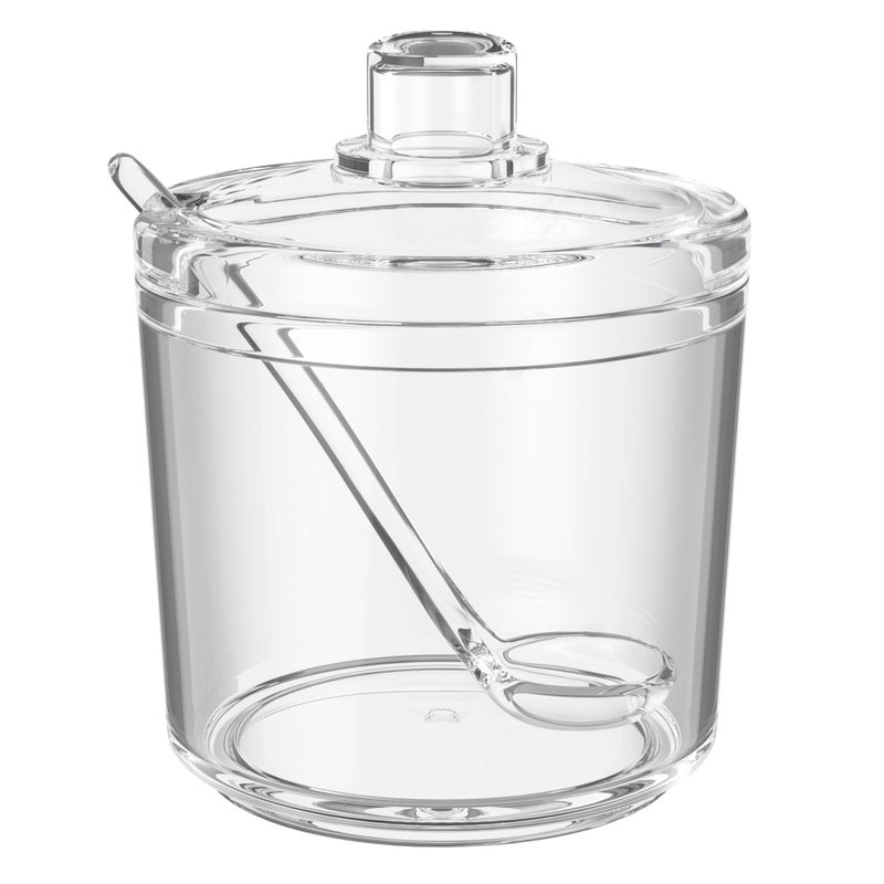 Quald Sugar Container with Lid and Spoon,Sugar Bowl Acrylic Jar for Coffee Bar Accessories Coffee Canister Kitchen Decor (Small) - Image 1