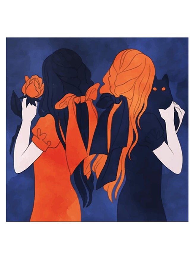 RYN Woman Themed Wall Art Blue/Orange 30x30cm - Image 2