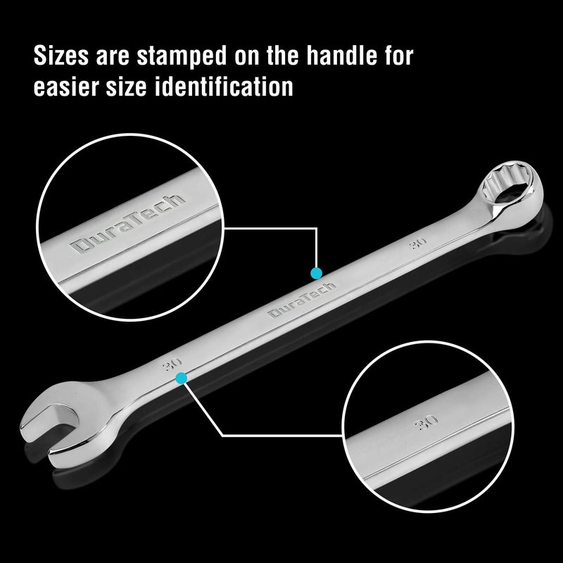 DURATECH Long Pattern Combination Wrench Set, Metric, 5-Piece, 23-30mm, 12 Point, CR-V Steel, with Pouch - Image 4