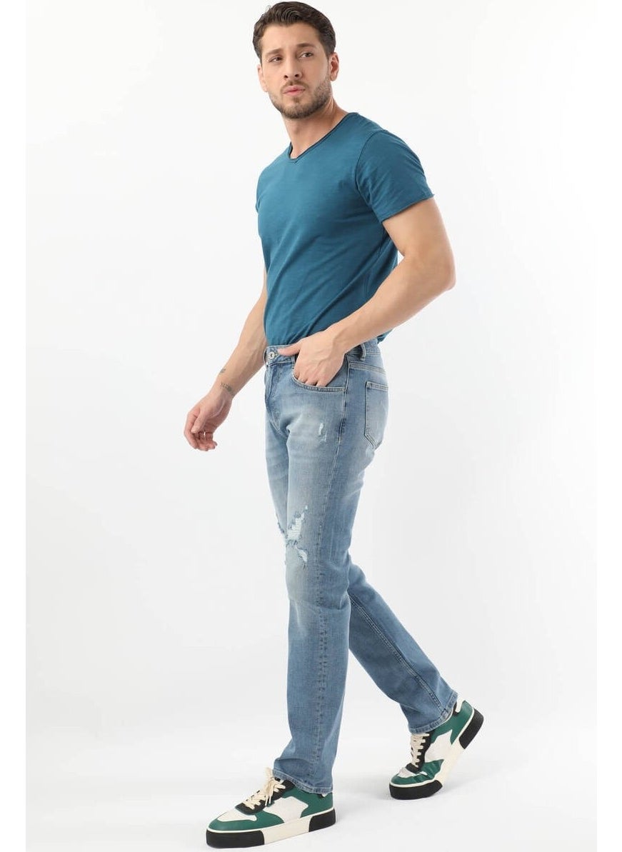 Banny Jeans جينز أزرق مقاس عادي للرجال بتمزق عند الركبة  - Image 3