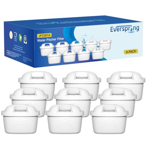EVERSPRING Water Filter Cartridges Compatible with Brita Maxtra Maxtra Plus Mavea Anna Duomax 9 Pieces