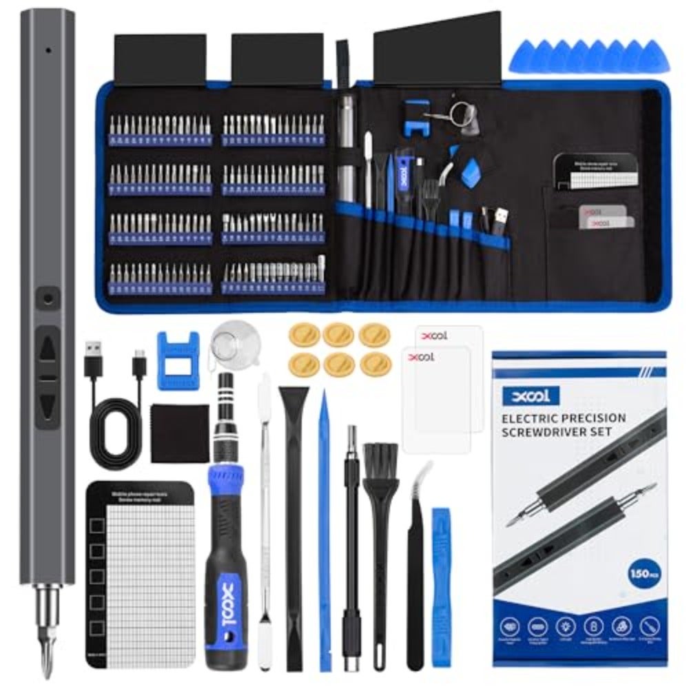 150 in 1 Electric Screwdriver Set Precision Screwdriver Set with 120 Magnetic Bits, Rechargeable 2 Gears Torque Power Screwdriver Kit for Electronics, Computer, Laptops, Phone, PC, Game Console