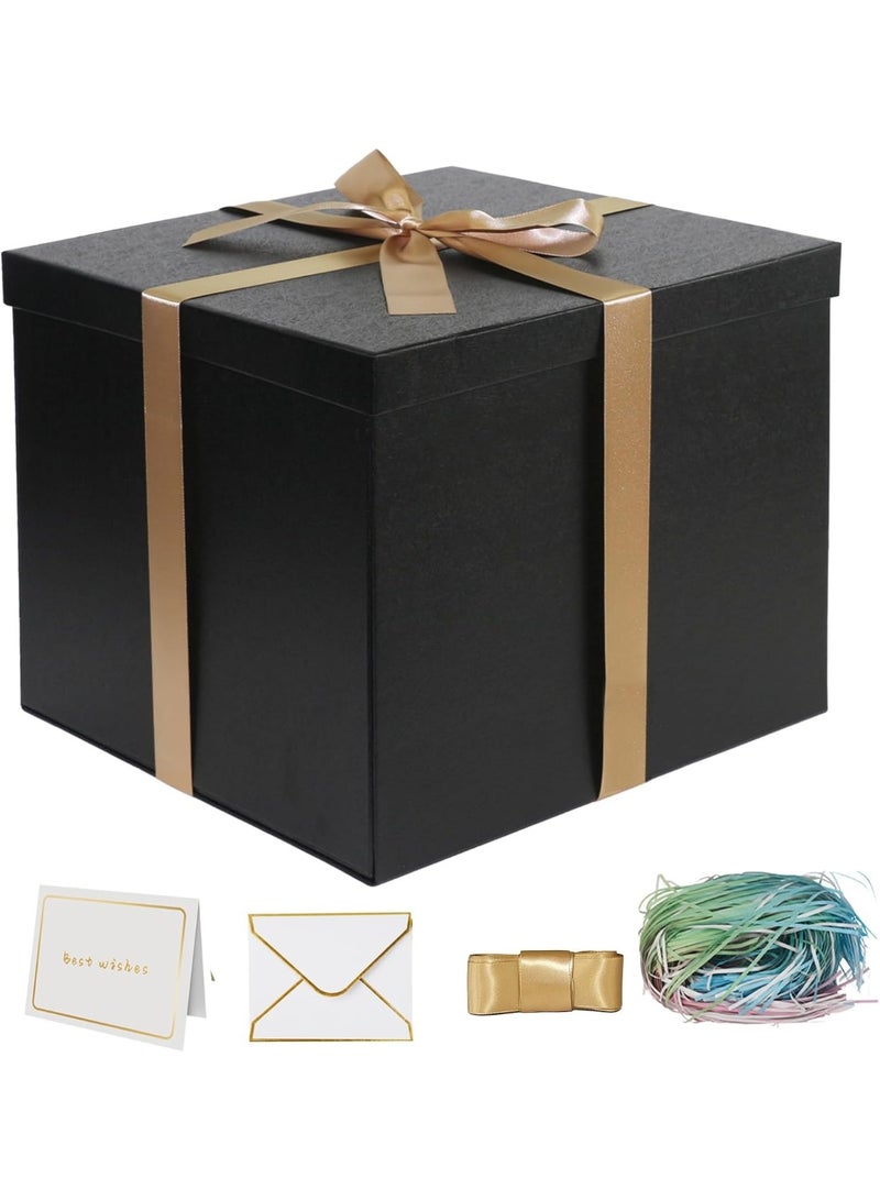 Large Gift Box 12x12x10 Inches,Black Gift Boxes for Presents,Birthday Box,for Packaging,Valentine's Day,Mother's Day,Christmas,Anniversaries,Family or Business. - Image 1