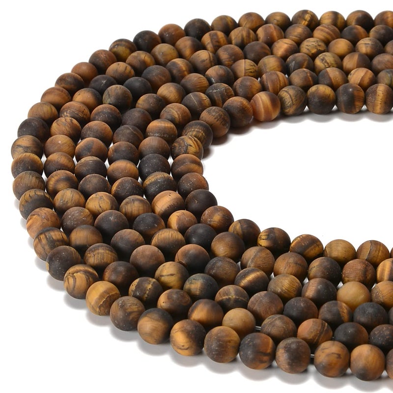 jodaying 6mm Yellow Tiger Eye Matte Round Natural Gematone Loose Beads for Jewelry Making DIY 1 Strand 15