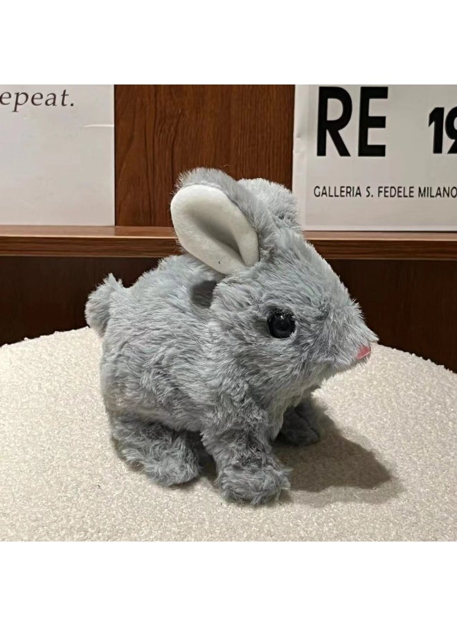 Simulation Rabbit Electric Plush Rabbit Toy Children Will Call The Baby Pet Jump White Rabbit Birthday Gift-Color:gray Rabbit-Specifications:Charging Package (send Screwdriver)  - Image 1