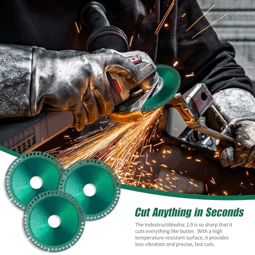 Hoiuter Indestructible Disc 2.0 - Cut Everything in Seconds, 2025 Upgraded Indestructible Disc for Angle Grinder 7/8 inch, 4 inch Circular Saw Blades for Ceramic Tile Glass Metal Wood Cutting (3 Pack) - Image 2