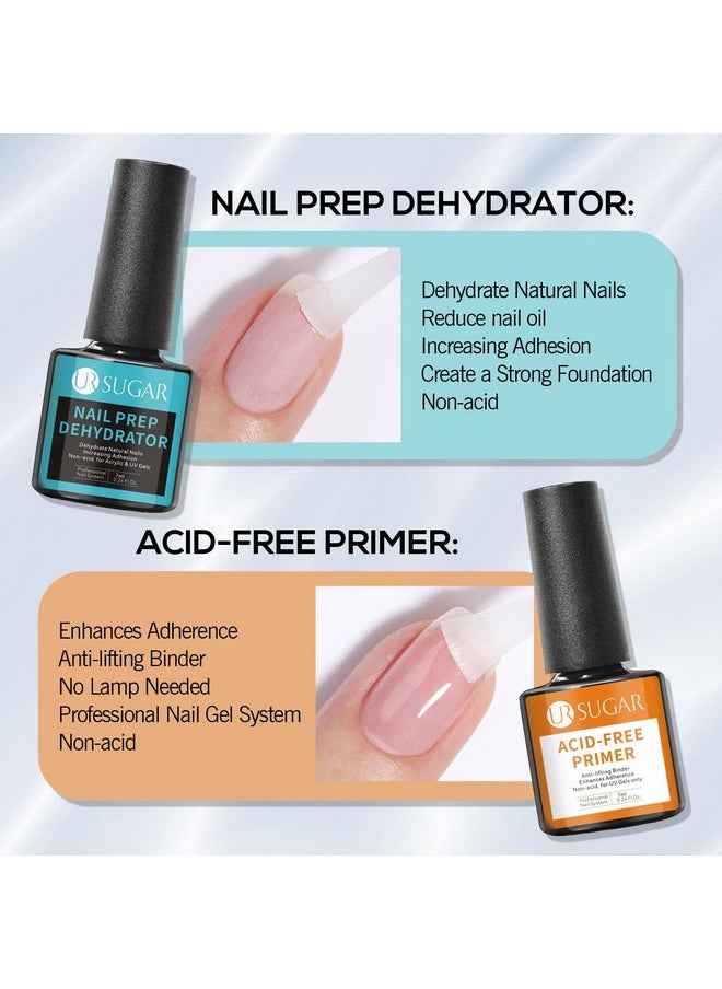 UR SUGAR 4 Pcs Nail Dehydrator Nail Primer Base And Top Coat Acid Free Natural Nail Prep Dehydrate & Bond Primer Kit Glossy Surface Quick Drying Long Lasting And Easy To Apply  - Image 3