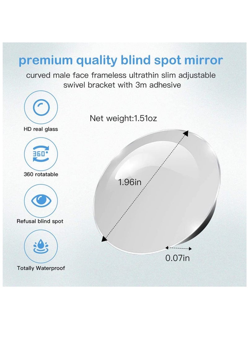 SYOSI 2 PCS Blind Spot Mirror, 360 Degree Adjustabe Round HD Glass, 2" Round HD Glass Convex Rear View Mirror, for any Car, Van, Suv and Trucks  - Image 3