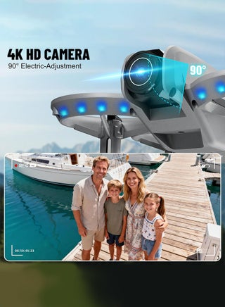 طائرة بدون طيار صغيرة مزودة بكاميرا، طائرة رباعية المراوح بدقة 4K HD للمبتدئين | الإقلاع/الهبوط بضغطة زر واحدة، تثبيت الارتفاع، الوضع بدون اتجاه، الشقلبات ثلاثية الأبعاد، الطيران وفق مسار محدد، 3 أوضاع للسرعة - view 5