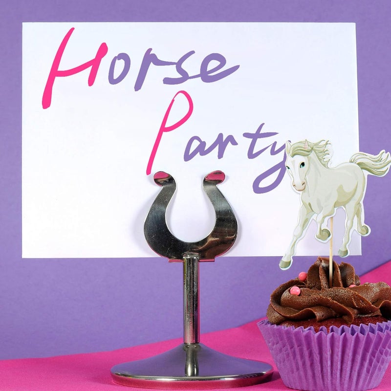 كلاراكو 48 قطعة من زينة كب كيك على شكل حصان، زينة كيك على شكل سباق الخيل، زينة كيك لحفلات أعياد الميلاد بطابع الفروسية - Image 2