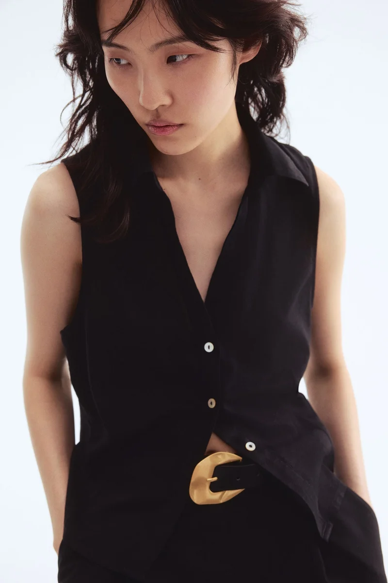 H&M Linen-blend sleeveless shirt