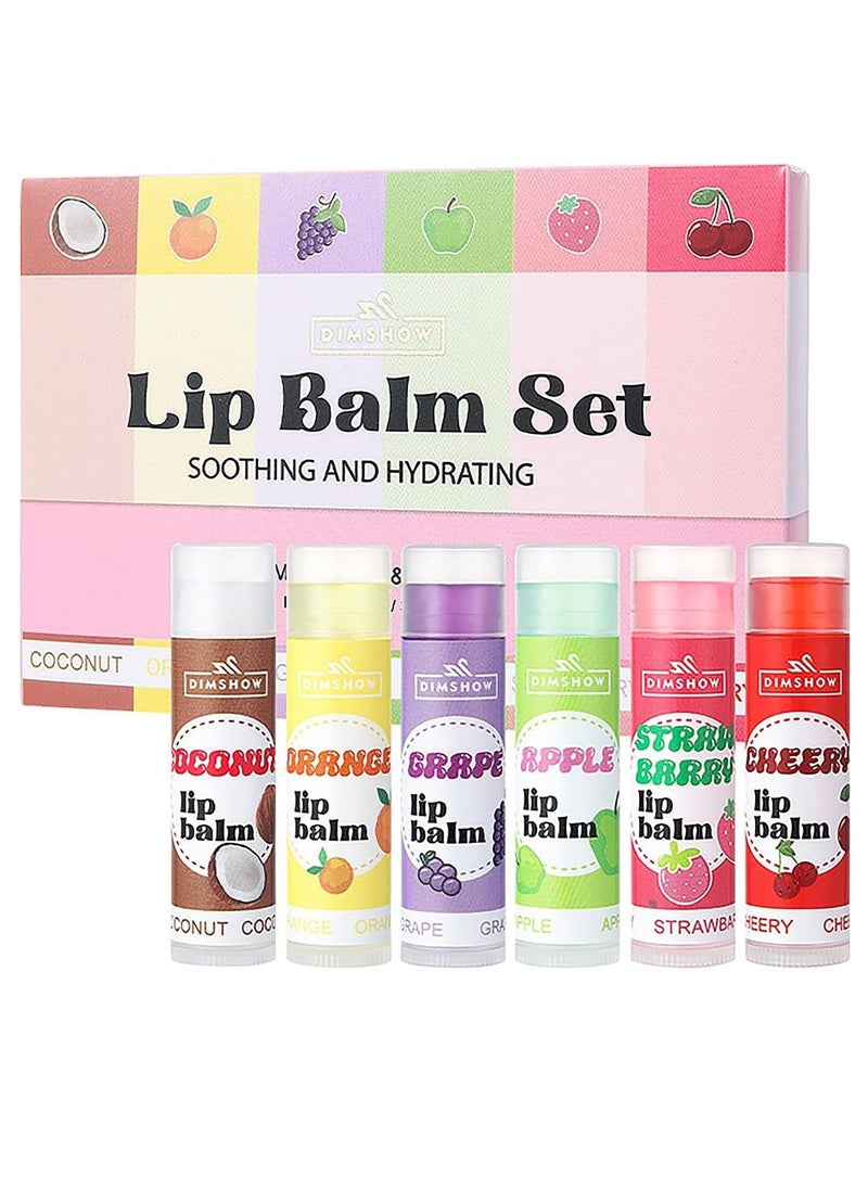 DIMSHOW 6PCS Mini Lip Balm Set, Fruit Flavored Multipack, Moisturizing and Hydrating Lip Balm Stick, Lip Sleeping Mask for Dry and Cracked Lips, Repair and Lip Care Essentials - Image 1