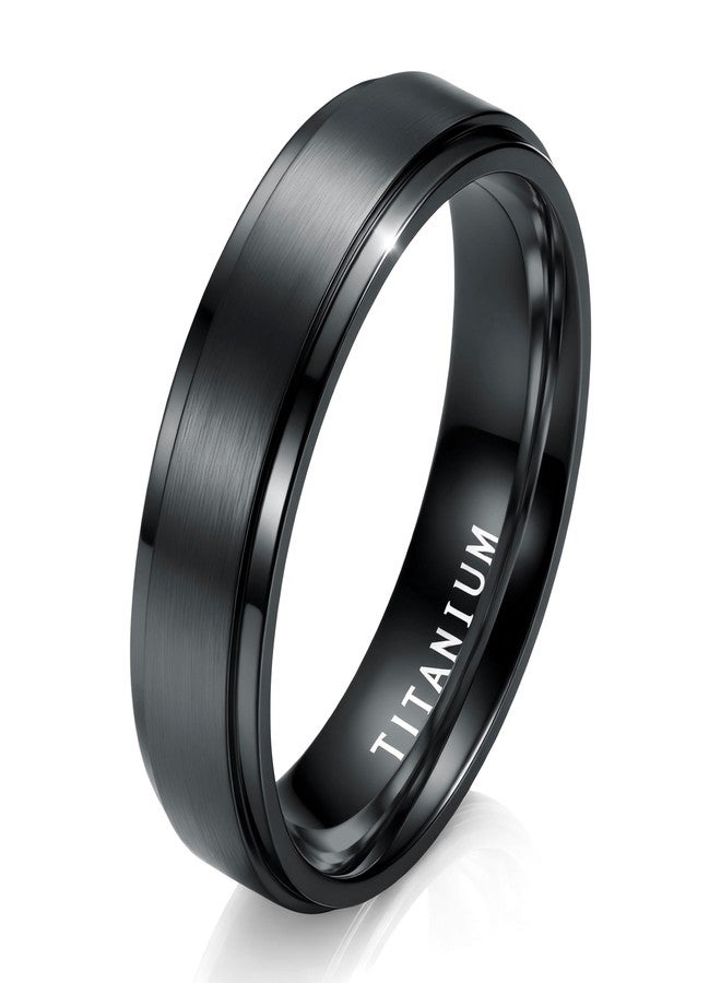 Jstyle Titanium Wedding Band Ring for Men and Women 6mm Comfort Fit, Matte Brushed Finish Polished Edge, Black Engagement Promise Anniversary Ring Size 10 - Image 1