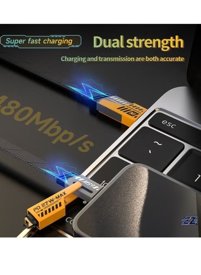 ELTRAZONE Original Super-Fast Charging Cable | 65W 480 Mbps 4-in-1 USB A/Type C to Type C | 2m Tangle-Free Braided Cable | Multiport Charging for iPhones, iPads, Android Devices, Fast Data Transfer - Image 1