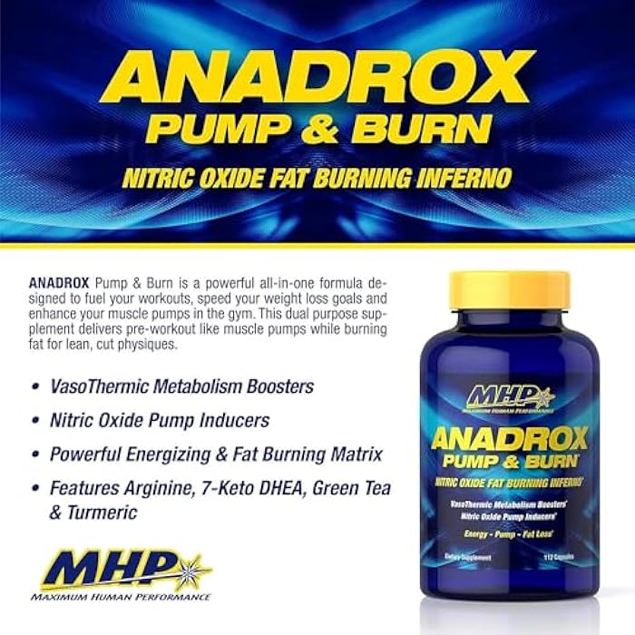 Maximum Human Performance MHP Anadrox Pump & Burn, Nitric Oxide Fat Burning Inferno, 112 capsules - Image 4