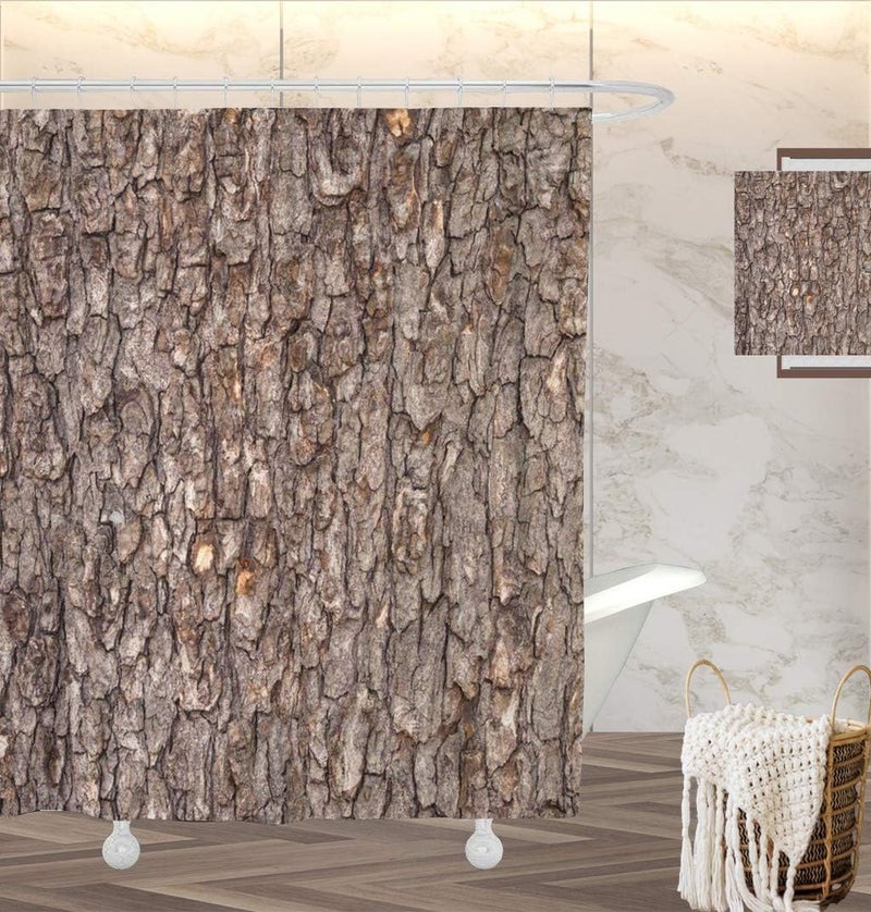 GOOESING GOOESING Waterproof Shower Curtain Curtains Beige Pine Tree Bark Brown Tileable of The Old Trunk Wood Weathered Abstract Aging Decorative Bathroom 