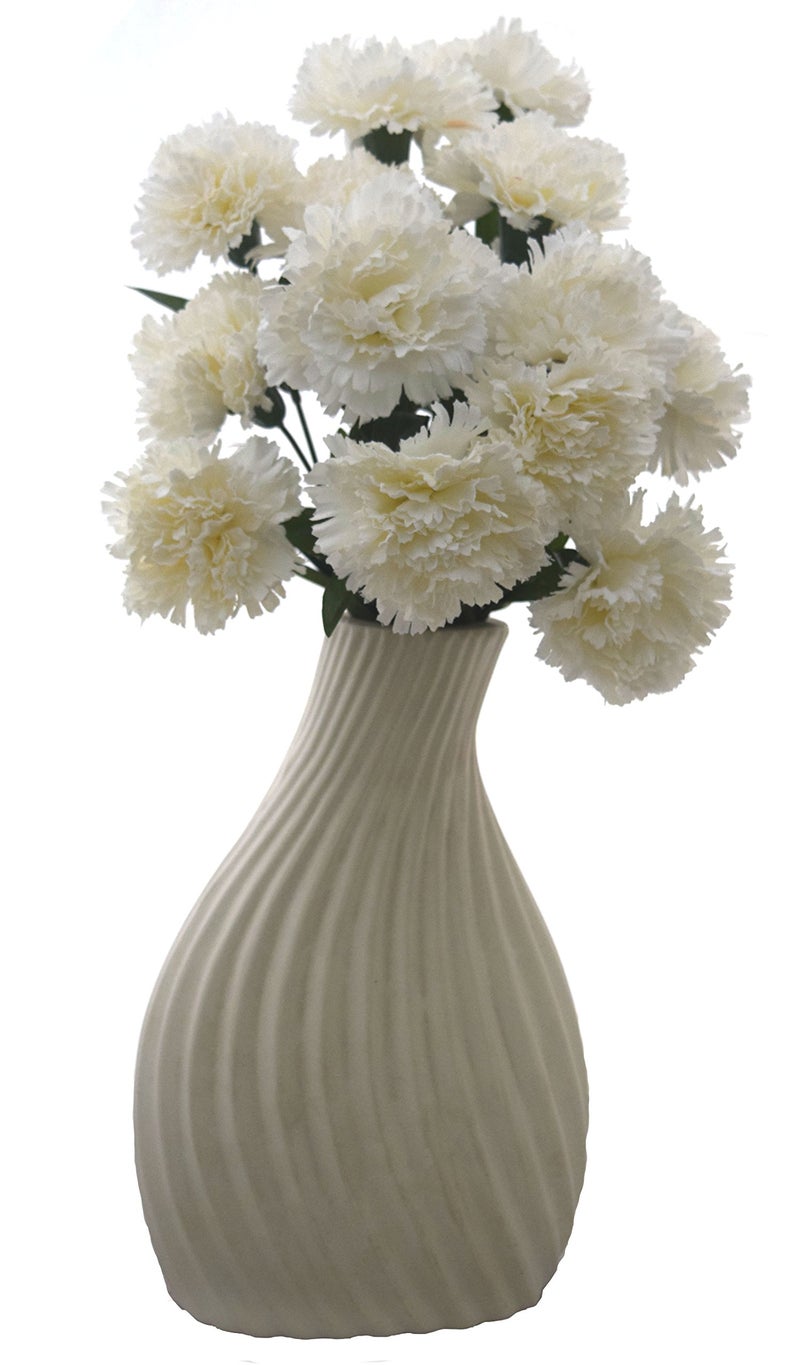 Fourwalls Artificial Decorative Carnation Flower Bunches (18 Flower Heads, 50 cm Tall, White) - Image 4