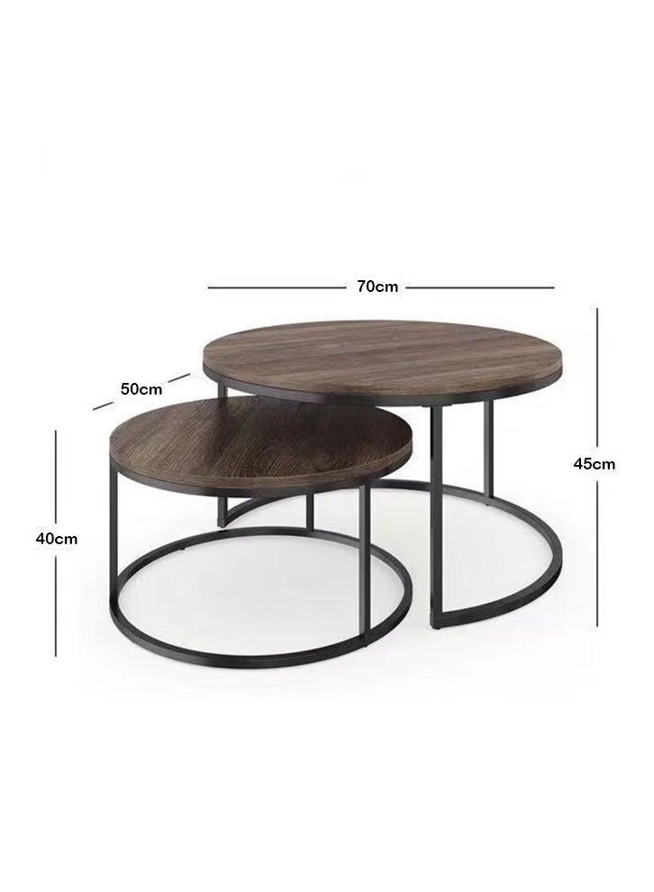 إن كي أكس طاولتان قهوة دائريتان بإطار معدني باللون الرمادي الداكن - Image 5