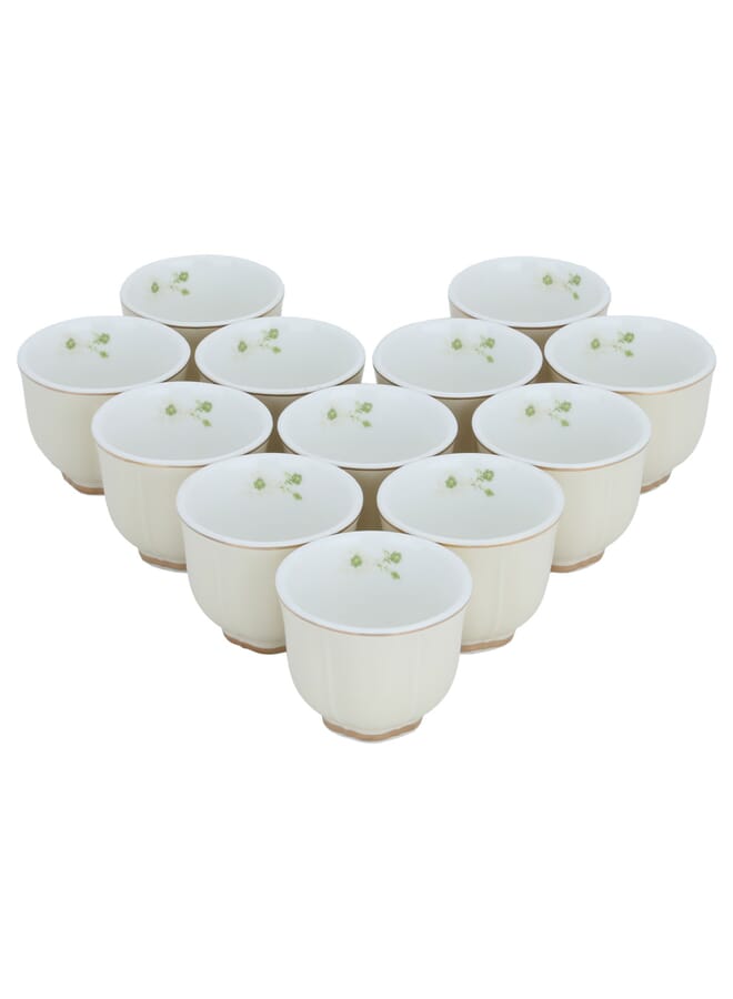 Alsaif Gallery Light beige and gold porcelain coffee cup set, 12 pieces - Image 3