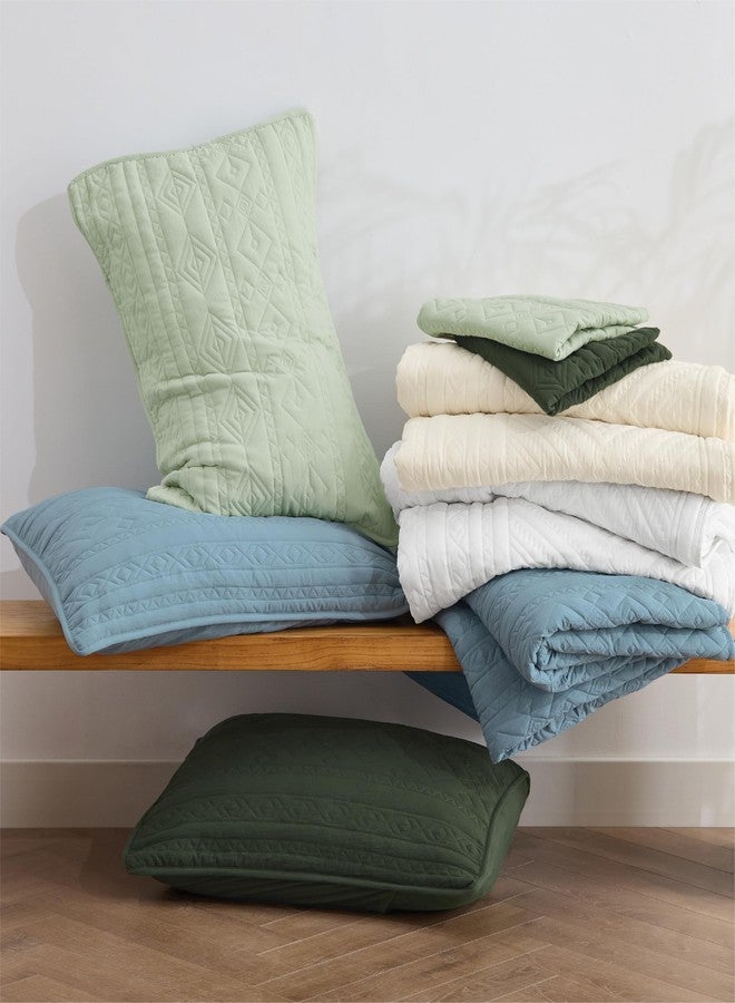 Bedsure Boho Quilt King Size - Lightweight Bedspread King Size with Geometric Stitched Pattern, White Farmhouse Soft Bedding Set Coverlet with 2 Pillow Shams for All Seasons, 106x96 inches - Image 5