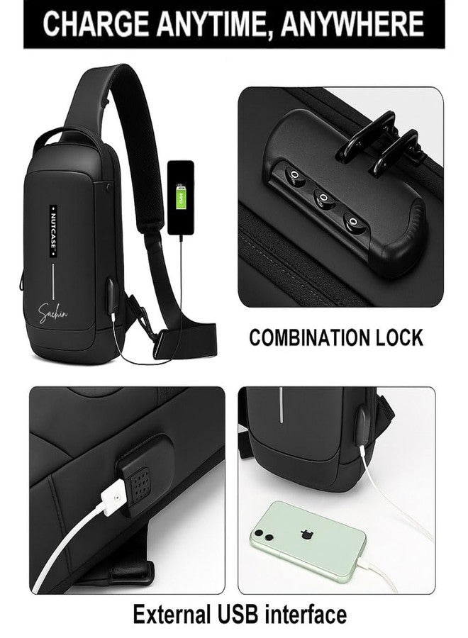 Nutcase Anti-Theft Sling Bag for Men | Customized Crossbody Side Bag Waterproof Backpack with Built-in Lock & USB Charging Port - Image 5
