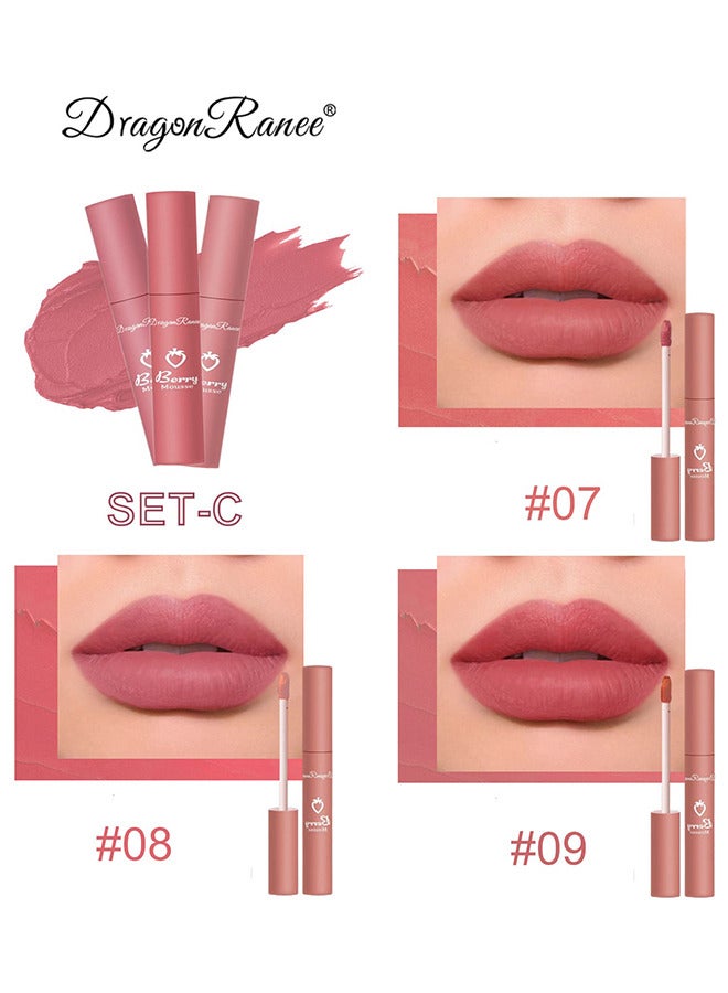 Dragon Ranee 3 Colors Lip Glaze Long Lasting Waterproof Non-stick Cup Lipstick Set, 3pcs Velvet Matte Liquid Lipstick, Smooth Lip Gloss Stain Makeup Cosmetics Set for Women - Image 2