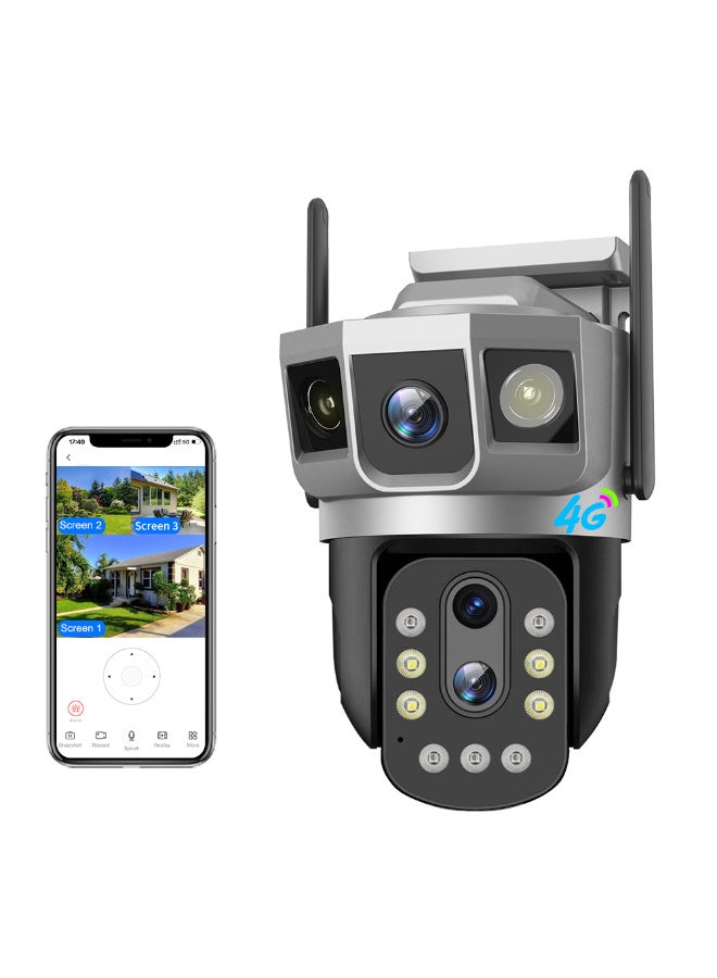 Generic 10x Zoom 4G Security Camera Full-color Night Vision, Dual Lens Three Screen Monitoring Camera,Two-way Audio - Image 3