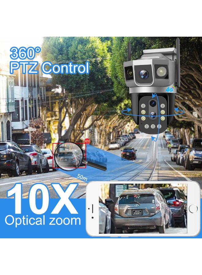 Generic 10x Zoom 4G Security Camera Full-color Night Vision, Dual Lens Three Screen Monitoring Camera,Two-way Audio - Image 2