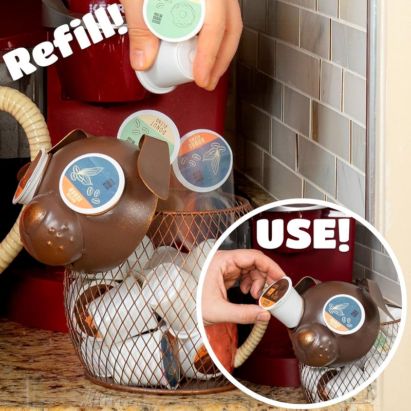 Made Easy Kit Coffee Pod Basket Organizer Practical Decoration - Compatible with Keurig K-Cup Pods & Capsules - Home Cafe Bar Decor Useful Kitchen Countertop Freestanding (Fox Vintage) - Image 5