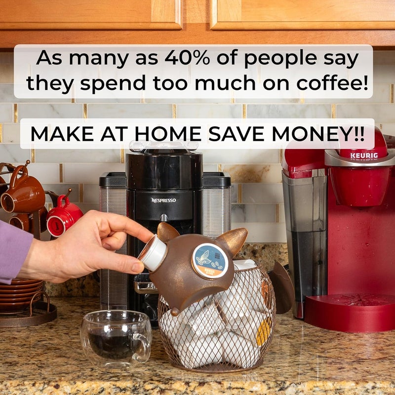 Made Easy Kit Coffee Pod Basket Organizer Practical Decoration - Compatible with Keurig K-Cup Pods & Capsules - Home Cafe Bar Decor Useful Kitchen Countertop Freestanding (Fox Vintage) - Image 4
