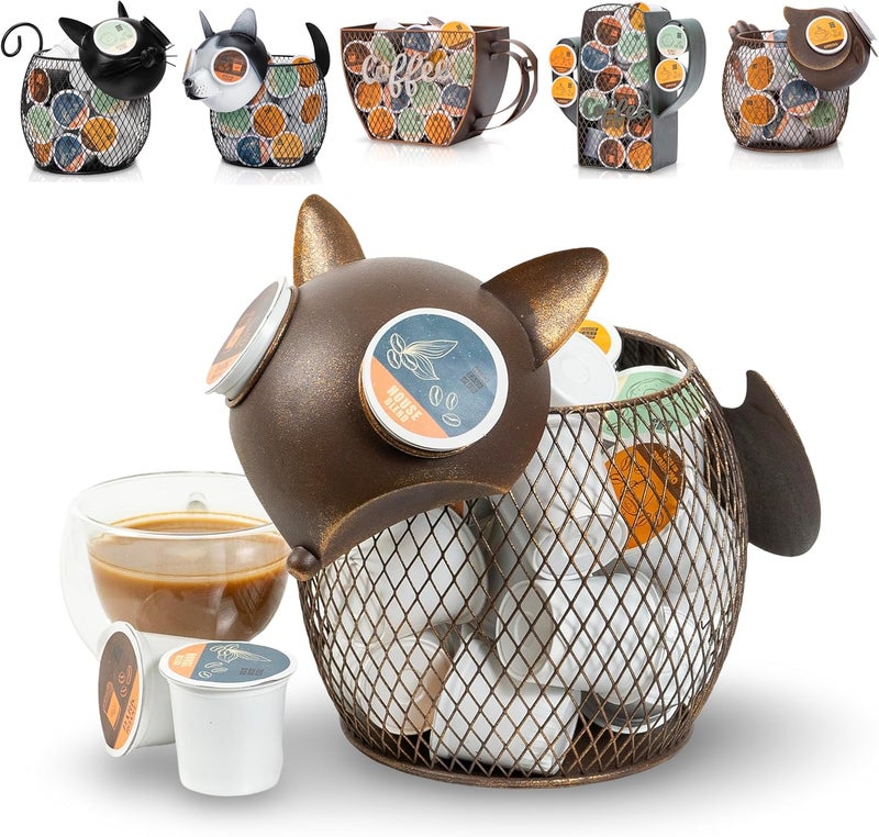 Made Easy Kit Coffee Pod Basket Organizer Practical Decoration - Compatible with Keurig K-Cup Pods & Capsules - Home Cafe Bar Decor Useful Kitchen Countertop Freestanding (Fox Vintage) - Image 1