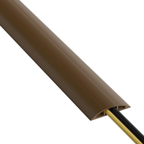 D-Line 6ft Floor Cord Cover, Cable Protector, Hide Extension Cords, Protect Cords, Prevent Cable Trips, Heavy Duty Cord Hider - Cable Cavity = 0.63" (W) x 0.31" (H) - Brown - Image 1
