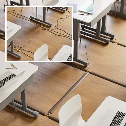 D-Line 6ft Floor Cord Cover, Cable Protector, Hide Extension Cords, Protect Cords, Prevent Cable Trips, Heavy Duty Cord Hider - Cable Cavity = 0.63" (W) x 0.31" (H) - Brown - Image 5