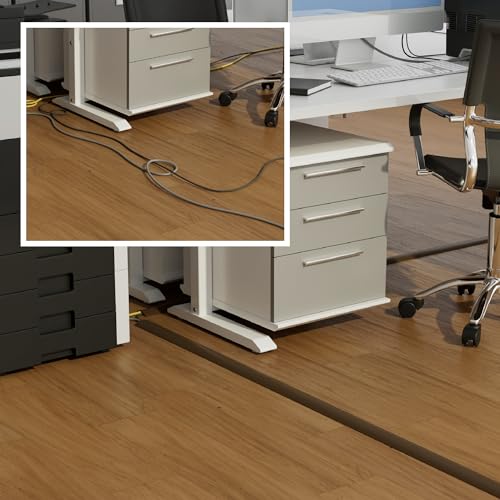 D-Line 6ft Floor Cord Cover, Cable Protector, Hide Extension Cords, Protect Cords, Prevent Cable Trips, Heavy Duty Cord Hider - Cable Cavity = 0.63" (W) x 0.31" (H) - Brown - Image 4
