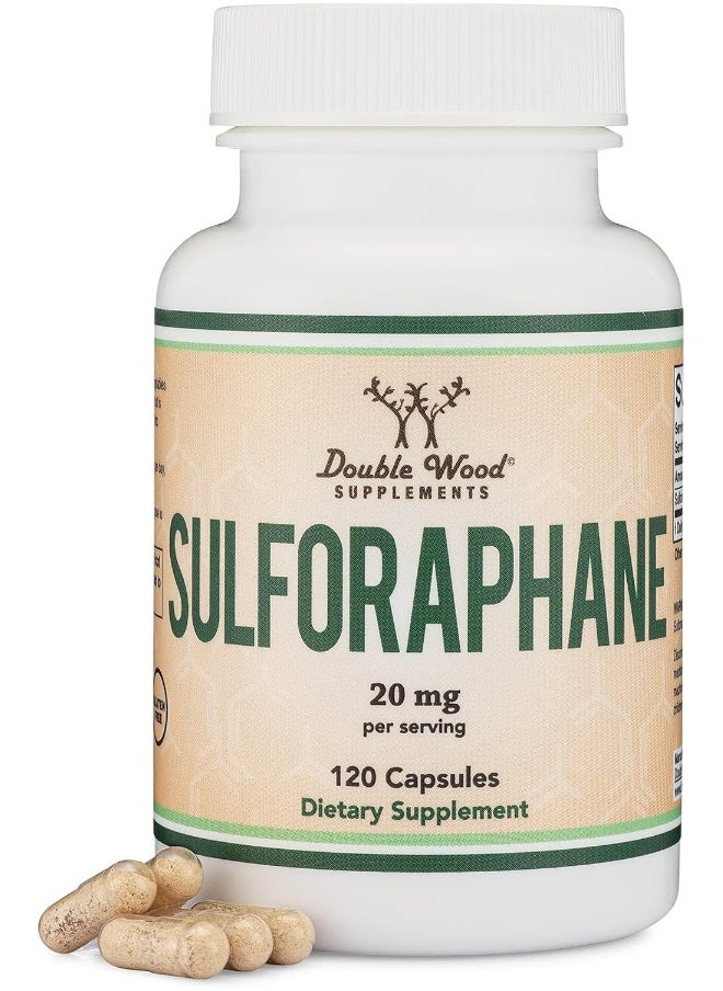 Double Wood Supplements - Sulforaphane Supplement - 20mg of Activated and Stabilized Sulforaphane per Serving (120 Capsules) Potent Broccoli Extract for Healthy Aging by Double Wood Supplements - Image 1